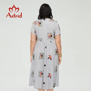 Astrid Naiste Suvine Kleit 2021 Naiste Boho Vabaaja Elegantne Vintage Linane Kleit Pluss suurus Tikandid Lill Pikad Kleidid koos