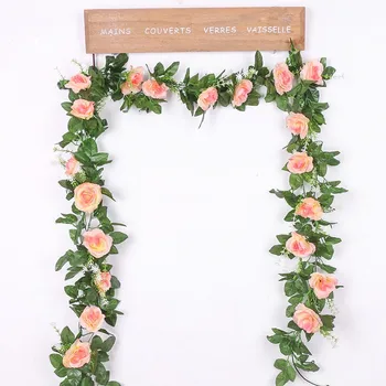 1 String Tõusis Kunstlik Siidist Lilled Viinapuu Rippuvad Lill Rotangist Seina Pulm Arch Vanik Teenetemärgi