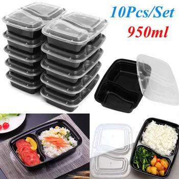 10 Tk Plastikust Korduvkasutatavad Bento Boxs Sööki Ladustamine Toidu Prep Lõuna-Box 2 Sahtli Korduvkasutatavad Microwavable Konteinerid Kodu Lunchbox