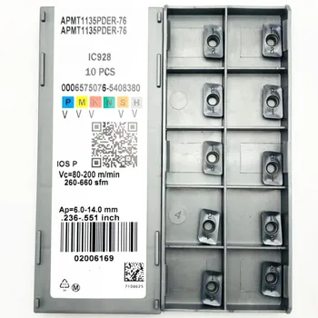 10 tükki APMT1135 PDER 76 IC928 metallkarbiidist, metalli treimine vahend, lõikeriistad, CNC trei-frees-vahend keerates vahend sisesta APMT 1135