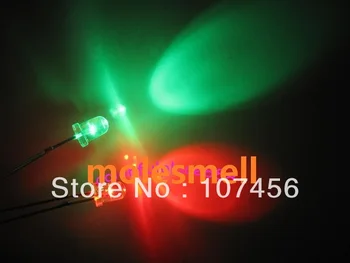 1000pcs/palju vaba shipping!!! 3mm vilkuv punane/roheline vilkuma led(10000mcd)3mm vilgub punane/roheline led 3mm light-emitting diode