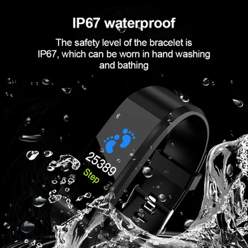 115Plus Smart Watch Spordi Mees Veekindel Bluetooth Smart Bänd Naise Keha Temperatuuri Jälgida Fitness Tracker Android ja IOS