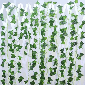 12tk 2M Kunstlik Ivy green Leaf Vanik Taimed Viinapuu Võltsitud Lehestik Home Decor Plastikust Rotangist string Wall Decor Kunstlik Taim