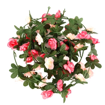 2,5 M Kunstlik Roos Viinapuu Rippuvad Lilled Seina Kaunistamiseks Rotangist Võltsitud Taimede Lehed Vanik Romantiline Pulm Kodu Kaunistamiseks