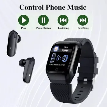 2 in 1 Smart Watch Earbud TWS 5.0 Bluetooth Peakomplekt Meeste Spordi Fitness Kõrvaklapid Südame löögisagedus, vererõhk tracker IOS Android
