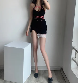 2020. aasta Suvel New Fashion Girl Naiste Euroopa Seksikas V-kaelus Ruffled Pits Õmblemine Ebaregulaarne Tikand, Pits Mini Kleit Naiste 88RM