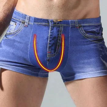 2020. aasta Uus Meeste trükitud Denim lühikesed aluspüksid suvi mees puuvill seksikas aluspesu U kumer kott aluspesu bokserid calzoncillo