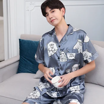 2021 Suvel Paarid Lühikesed Varrukad Silk Satin Pajama Komplekti Naiste lühikesed Püksid Sleepwear Pyjama Mehed Homewear Pijama Mujer Kodu Riided