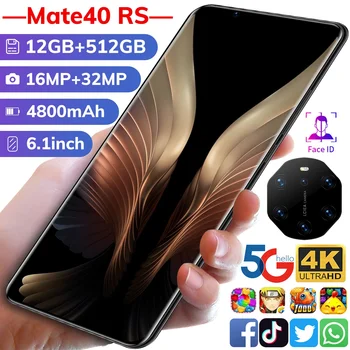 2021 Uus Mate40 PP 6.1 Tolline Ekraan Globaalne Versioon Nutitelefoni 12G 512G 4800MAH 16MP 32MP Android 10.0 Nägu Sõrmejälje tuvastus