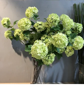 3-Heads/ Haru Kunstlik Hydrangea Silk Flower elutuba Kodu Kaunistamiseks Viburnum Kunstlikku Lille Pika Varre 80cm