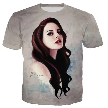 3D Lauljatar Lana Del Rey Trükitud T-särk Vabaaja Harajuku T-Särgid Meeste ja Naiste Trendikas Streetwear Unisex Hip-Hop TeeS