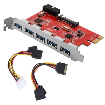 5 Ports USB 3.0 Hub PCI E Lisa Kaardi Kontroller SATA 3 PCIE SATA3 PCIE/PCI-E SATA Kaardi/Laienemine/Kordaja PCI-Express SATA