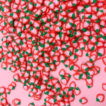 50g Armas Maasika Viilud Polümeer Kuum Savi Sprinkles jaoks Käsitöö DIY Teha Scrapbooking Telefoni Nail Art Dekoratsioonid, 5mm
