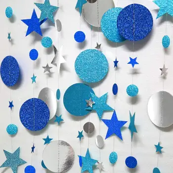 All Mere Teemaline Royal Blue Silver Paber Vanik Star Ringi Banner DIY for Kids Sünnipäeva Ruumi Poiss Baby Shower Rippuvad