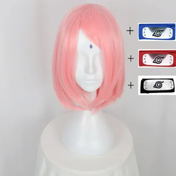 Anime Haruno Sakura Lühike Roosa Stiilis Sünteetilised Juuksed Peapael Kuumakindel Cosplay Parukad Naiste Jaoks Tüdrukud + Parukas Kork