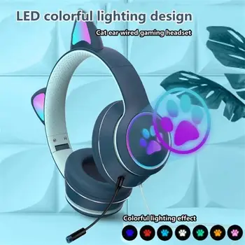 Armas Kass Kõrva Juhtmega Kõrvaklappide Müra Vähendamise Virtuaalne Dual Mic Kõrvaklapid LED Gaming Headset Laptop Arvuti Gamer