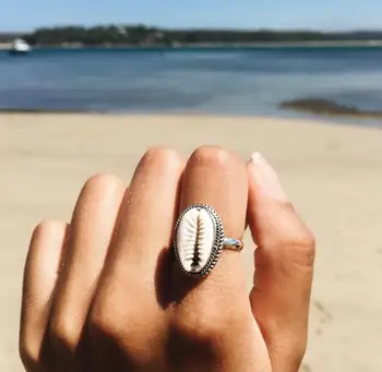 Armas Võlusid Cowry Kauri Ringi Boho Naiste Natural Sea Shell Sõrmustes Anillos Mujer Gooti Beach Ehted Shellhard