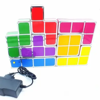 AUSIDA DIY Tetris Retro Puzzle Mäng Värvikas Telliskivi LED Mänguasi laualamp Öö Valguses Sünnipäeva Kingitus Lastele, Lapsed, Kodu Kaunistamine