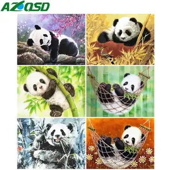 AZQSD Värvimine Poolt Numbrid Panda elutuba Teenetemärgi Loomade Akrüül, Õli Lõuendil Maali Käsitöö Diy Kingitus