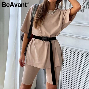 BeAvant Sport vöö naiste kaks tööd ülikond naiste tracksuit Mood suvel sobib naiste Vaba aja veetmise kodu vabaaja püksid sobivad set riided