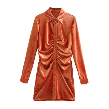 BLSQR Seksikas Samet Naiste Kleit Rinnamikrofon Tahke Mini Bodycon Kleit Naine Oranž Lühike Kleit Poole aasta Kevadel Vestidos