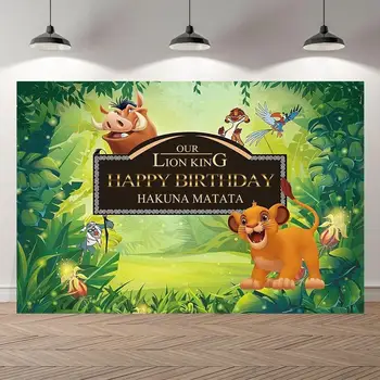 Cartoon Lion Forest King Fotograafia Taustaks Baby Shower Sünnipäeva Banner Foto Taust Kohandada Vastsündinud Laps