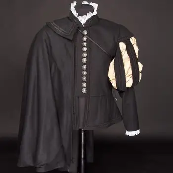 Cosplaydiy Must Renessanss-Keskaja Tudor Elizabethan Cosplay Kostüüm Täiskasvanud Tudor Prints Sõjalise Sobiks L320