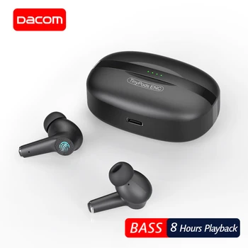 Dacom TinyPods Bluetooth-Kõrvaklapid koos 4 Mic TWS Juhtmeta Stereo-Earbuds Müra Tühistamises Kõrvaklapid Bass Kõrvaklapid