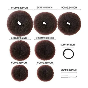 Donut Bun Maker, Juuksed Kakuke Tegija 7tk Juuksed Ring Stiil Kakuke Tegija Komplekt 5tk Juuksed Elastne Lint, 10tk Juuksed Sõrmed