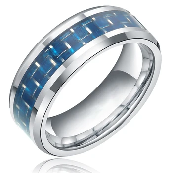 Eamti Meeste Volfram Ring 8mm Karbiid Sinine süsinikkiust Inlay Pulm Bänd Engagement Rõngad Naistele Uus Disain