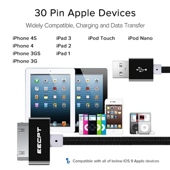 EECPT 30 Pin USB Kaabel iPhone 4 4S S, 3GS, iPad 1 2 3 iPod Nano iTouch Kiire Laadimine Traat Andmete Sünkroonimine Laadija Kaabel Juhe, Adapter