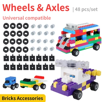 Ehitusplokk auto ratta telje ukse ja akna täiendav komplekt tarvikud laste creative building block mänguasi kingitus DIY mänguasi