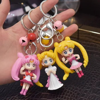 Ehted Stereo Anime Sailor Moon Võtmehoidja Võtmerõngast Loominguline Cartoon Mobiiltelefoni Kott Auto Ripats Lõbus Mini Võtmehoidja