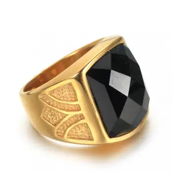Euroopa ja Ameerika Retro Must Gemstone Ring Mood Meeste Kuld Must Kivi Ring