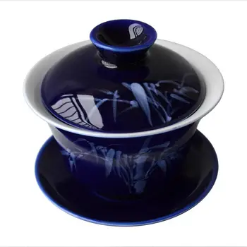 Gaiwan 200ml tureen teacups Sinine valge portselan Jingdezhen traditsiooniline hiina tee set kaanega tassi taldrik teaware kata kauss