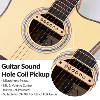 JUSTPRO JC-A1-Kitarri Heli Auk Coil Pickup, mille Mikrofon koos Mikrofoni ja Volume Kontroll 39/40/41/42inch Folk Guitar
