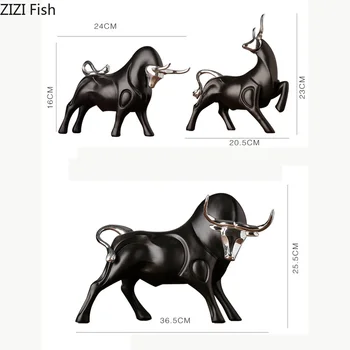 Kaasaegne Kujukeste Punane ja Must Bull Skulptuur Vaik Simulatsioon Loomade Kuju elutuba Raamaturiiul Käsitöö Tarvikud Kodu Decor