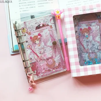 Kawaii Jaapan Kaardi Vangistaja Sakura Tegevus Joonis Trükitud PVC Kate A6 Sülearvuti Komplekt Magic Wand Pen Piimatoodete Raamat tüdruku Kingitus