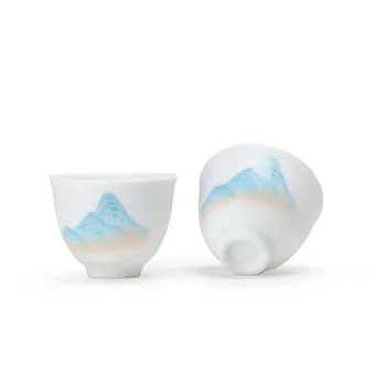 Keraamilised Whiteware Käsitsi Maalitud Klaasidega Ülemine Cup Teacup Jade Portselan Kung Fu Tee Määrata Ühe Tassi Keraamilist Tassi Tee Tassi Pu ' er Cup