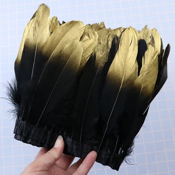 Kuld Vihjeid Hane sulgedest trimmib Mustad suled Lindid Erisoodustuse 15-20cm/6-8 tolline Pulm Kleit Õmblusmasinad Dekoratiivne sulgede jaoks käsitöö
