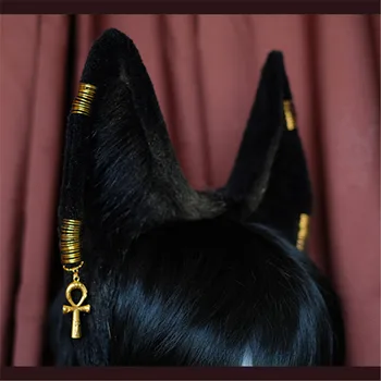 Käsitöö Must Anubis Metsaline Koera Kõrvad Hairhoop Hairbands Peakatet Cosplay Kostüüm Tarvikud