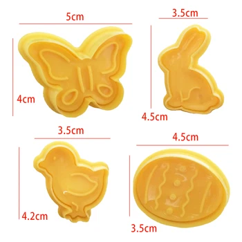 Köök 4tk/set Easter Bunny Rabbit Plastikust Küpsetamine Hallituse Biskviit Cookie Kutter Saia Kolb Fondant Kook Tööriistad 3D Šabloon