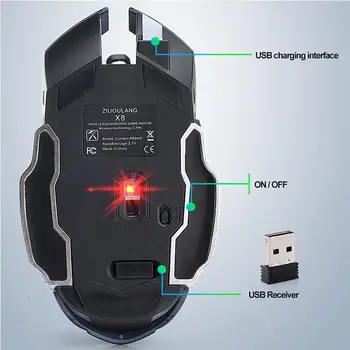 Laetav PC Gamer Hiir X8 Traadita Vaikne Led-Taustvalgustusega Usb Optiline Ergonoomiline Gaming Mouse Kvaliteedi Hiirt Arvuti