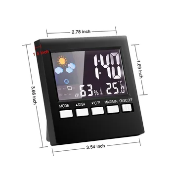 LCD Digitaalne Termomeeter Sise-Hygrometer Elektrooniline Temperatuuri-Niiskuse Mõõtja Kell ilmajaamas PLDI889