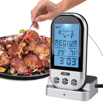 LCD Digitaalne Traadita Liha Termomeetreid Probe Remote Wireless BBQ Grill Köök Termomeeter Kodu Cooking Tööriistad Taimer Alarm