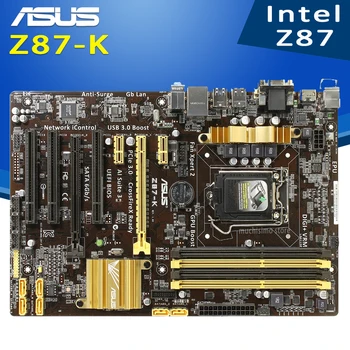LGA 1150 Asus Z87-K Emaplaadi Core i7/i5/i3 32GB DDR3 PCI-E 3.0 DVI-VGA Overlocking Desktop Intel Z87 Mängude Placa-Mãe 1150