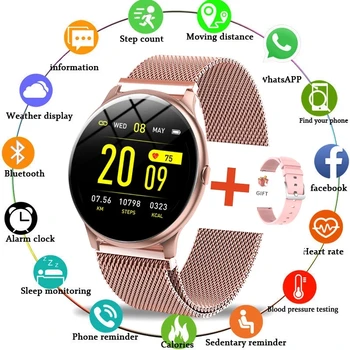 LIGE 2021 Uus Terasest bänd Värvi Ekraan Smart Watch Naised Mehed Veekindel Sport Fitness vaata Südame löögisageduse ja vererõhu tracker