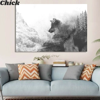 Loomade Hunt Armastus Lõuendile Maali Elutoas Dekoratiivne Plakatid Ja Pildid Magamistuba Must Valge Sein Pilt Home Decor