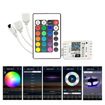 Magic Kodus RGB Lindi 5050 Led Wifi Kontroller Bluetooth, WiFi, LED Kontroller led riba DC5V 12V 24V IR Remote Control Alexa Google