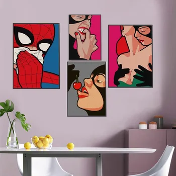 Marvel Lõuend Maalid Superkangelased Spiderman Retro Plakatid Naljakas Koomiks, Plakat Seina Prindib Pilte, elutuba, Tuba Decor